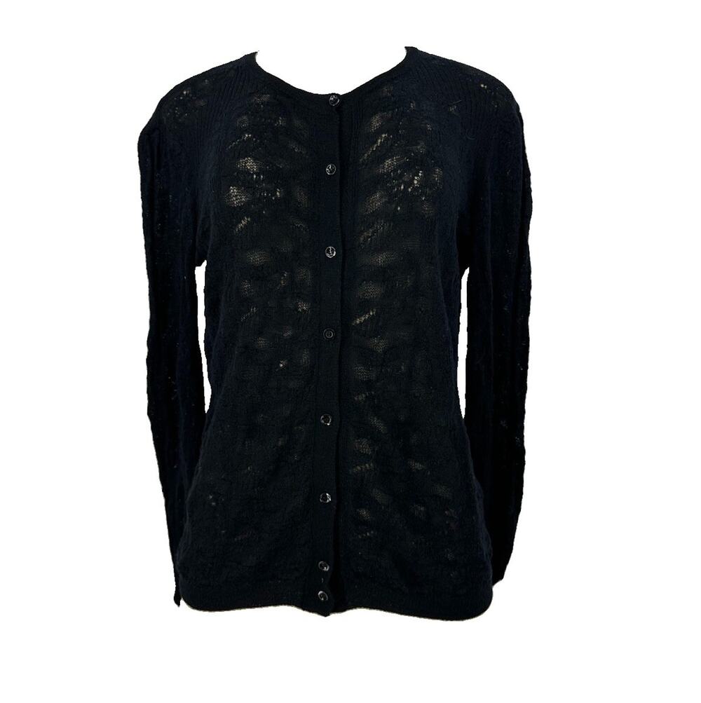 Piazza Sempione Size 42 Women Black Button Up Cardigan Sweater Mohair Blend D18v
